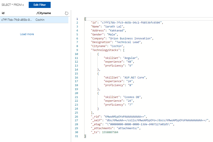 Master-Details App In Angular With Cosmos DB Using Embedded Data Modeling